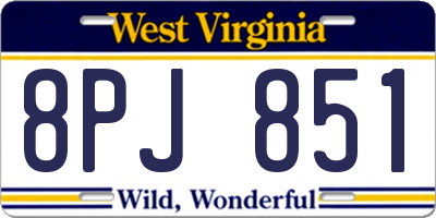 WV license plate 8PJ851