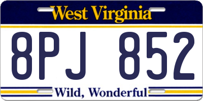 WV license plate 8PJ852