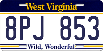 WV license plate 8PJ853