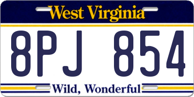 WV license plate 8PJ854
