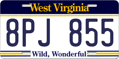 WV license plate 8PJ855