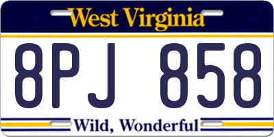 WV license plate 8PJ858
