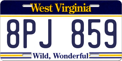 WV license plate 8PJ859