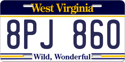 WV license plate 8PJ860