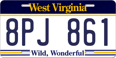WV license plate 8PJ861