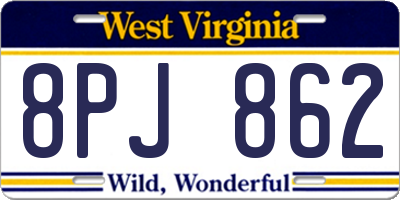 WV license plate 8PJ862