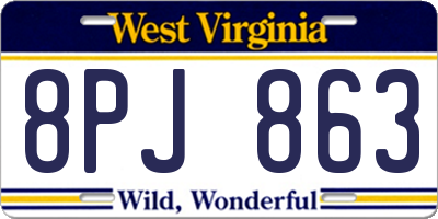 WV license plate 8PJ863
