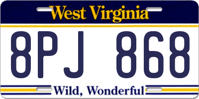 WV license plate 8PJ868