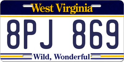 WV license plate 8PJ869