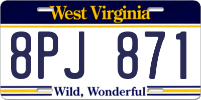 WV license plate 8PJ871