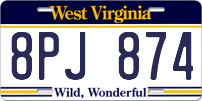 WV license plate 8PJ874