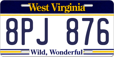 WV license plate 8PJ876