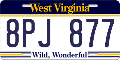 WV license plate 8PJ877