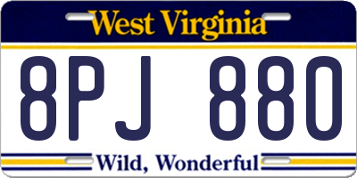 WV license plate 8PJ880