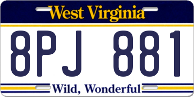 WV license plate 8PJ881