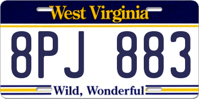 WV license plate 8PJ883