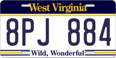 WV license plate 8PJ884