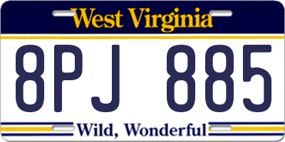 WV license plate 8PJ885