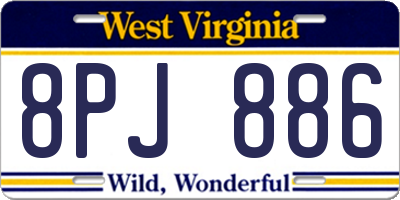 WV license plate 8PJ886