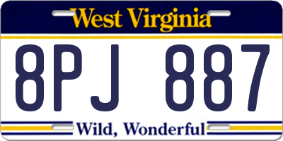 WV license plate 8PJ887
