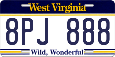 WV license plate 8PJ888