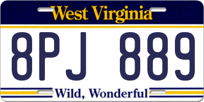 WV license plate 8PJ889