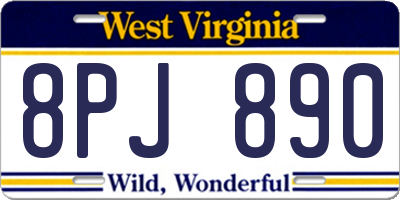 WV license plate 8PJ890