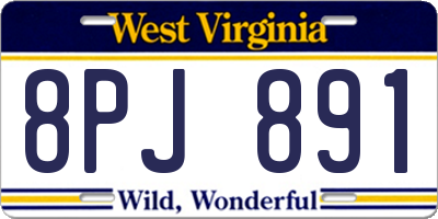 WV license plate 8PJ891