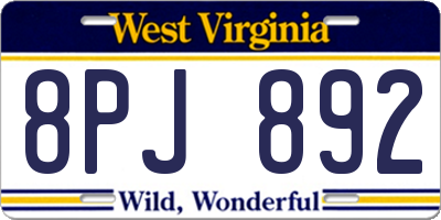 WV license plate 8PJ892