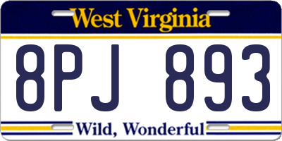 WV license plate 8PJ893