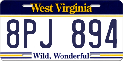 WV license plate 8PJ894