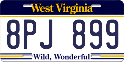 WV license plate 8PJ899