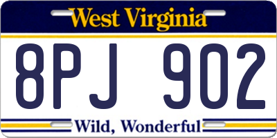WV license plate 8PJ902