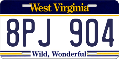 WV license plate 8PJ904