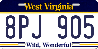 WV license plate 8PJ905