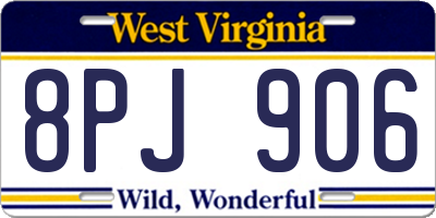WV license plate 8PJ906
