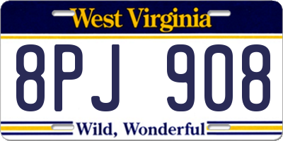 WV license plate 8PJ908