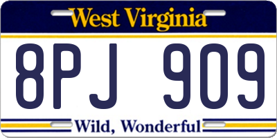 WV license plate 8PJ909