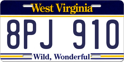 WV license plate 8PJ910