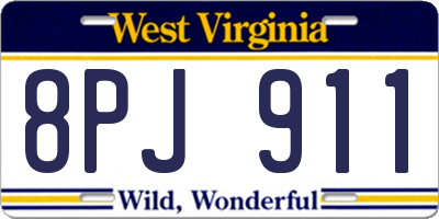 WV license plate 8PJ911