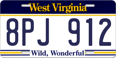 WV license plate 8PJ912