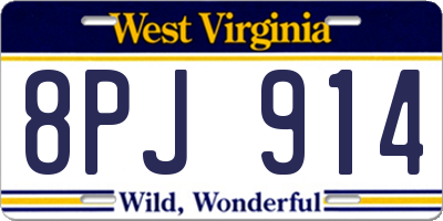 WV license plate 8PJ914