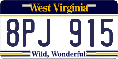 WV license plate 8PJ915