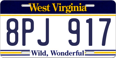 WV license plate 8PJ917