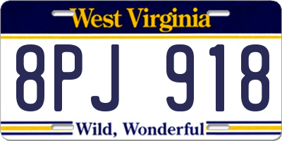WV license plate 8PJ918