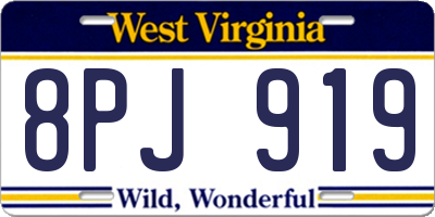 WV license plate 8PJ919