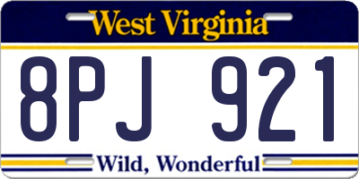 WV license plate 8PJ921