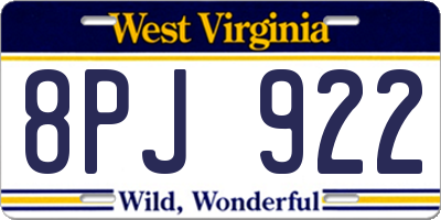 WV license plate 8PJ922