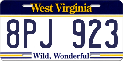 WV license plate 8PJ923
