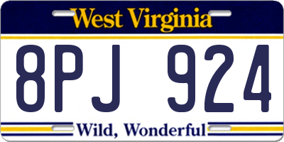 WV license plate 8PJ924